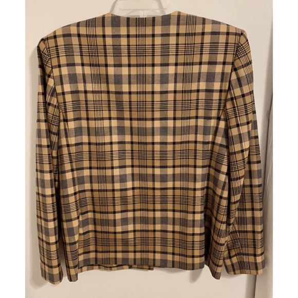 Vintage Pendleton 100% Wool Blazer Jacket Camel Plaid Sz 8 - Picture 7 of 10